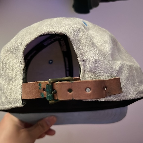 PINK+DOLPHIN STRAPBACK. Blue/Grey Suede - Picture 4 of 4